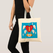 Engelenvleugels Hart Met Nummer Een in het midden Tote Bag (Voorkant (product))
