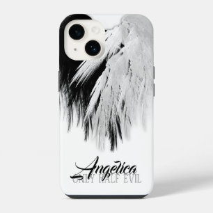 ENGELENVLEUGELS HART Zwart+Wit Alleen Half Boosaar iPhone 14 Hoesje