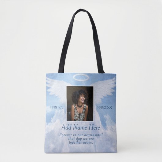 Engelenvleugels Herinneringsfoto Herdenking Tote Bag (Voorkant)