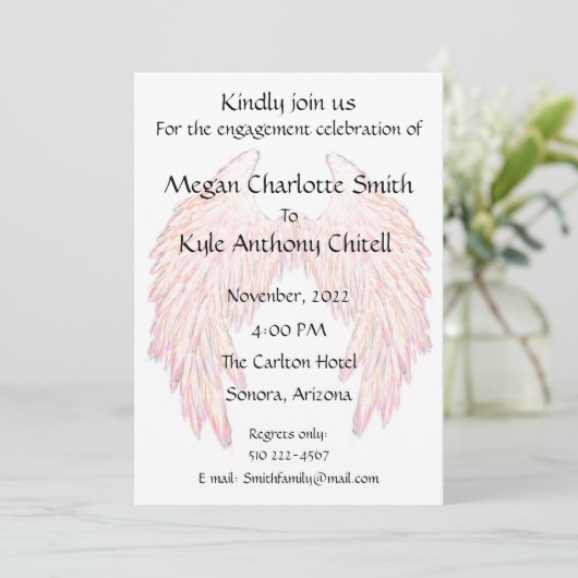 Engelenvleugels Uitnodiging (Staand voorkant)