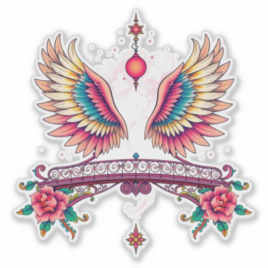 engelenvleugels voor Vaderdag Sticker (Voorkant)