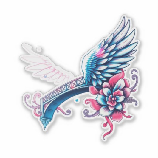 engelenvleugels voor Vaderdag Sticker (Voorkant)