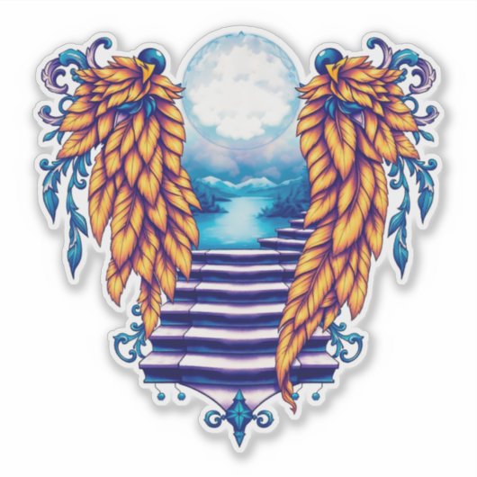 engelenvleugels voor Vaderdag Sticker (Voorkant)