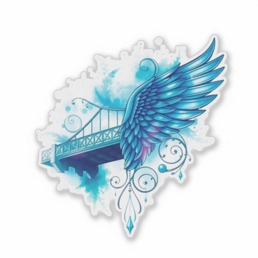 engelenvleugels voor Vaderdag Sticker (Voorkant)