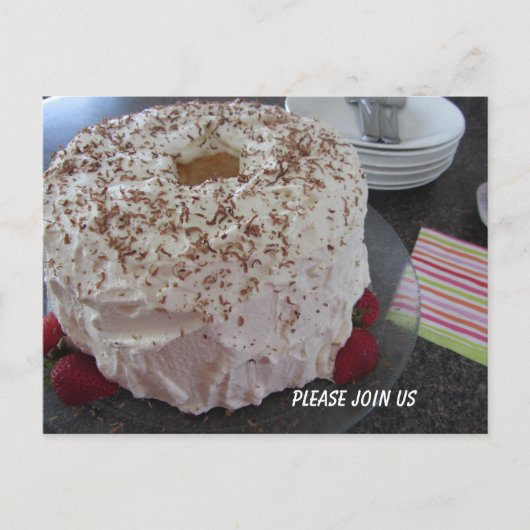 Engelenvoedselcake Uitnodiging Briefkaart (Voorkant)