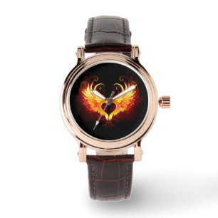Engelenvuurhart met vleugels horloge