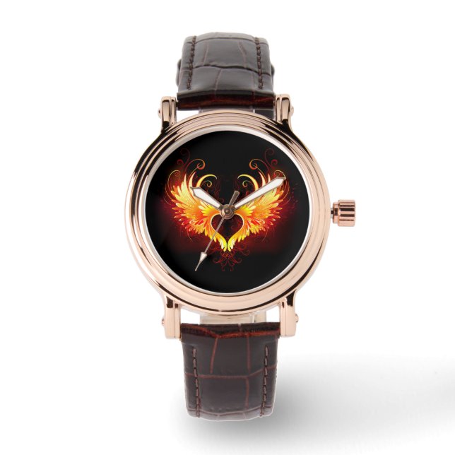 Engelenvuurhart met vleugels horloge (Voorkant)