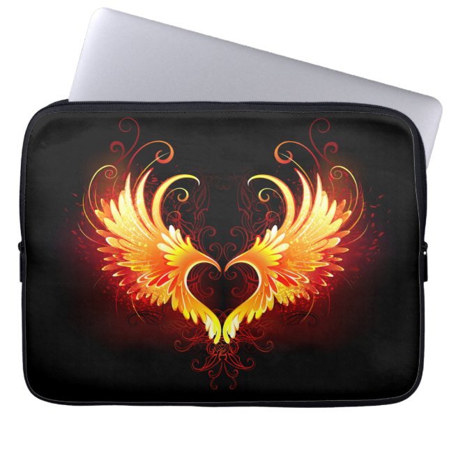 Engelenvuurhart met vleugels laptop sleeve (Voorkant)