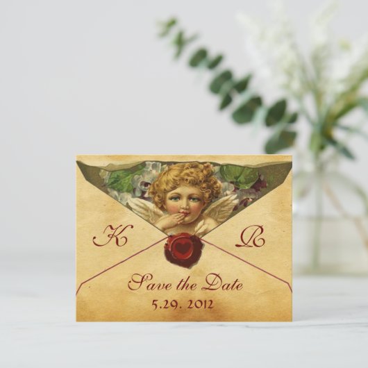 ENGELHART WASZEGEL PERKAMENT MONOGRAM KAART (Staand voorkant)