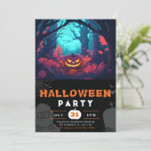 Engelig bos en Jack-O'Lanterns Zwarte Halloween Kaart (Staand voorkant)