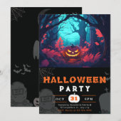 Engelig bos en Jack-O'Lanterns Zwarte Halloween Kaart (Voorkant / Achterkant)