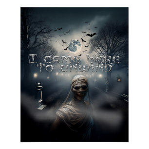 Engelig Halloween Kerkhof & Mumie Perfect Poster