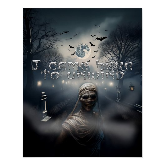Engelig Halloween Kerkhof & Mumie Perfect Poster (Voorkant)