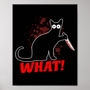 Engelig moorddadige kat met mes kat wat_ halloween poster