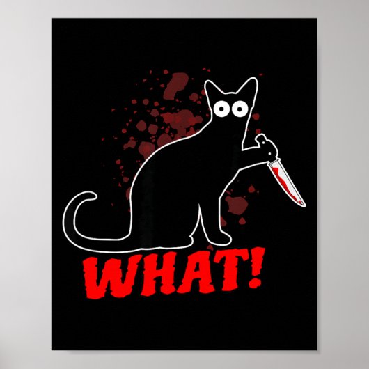 Engelig moorddadige kat met mes kat wat_ halloween poster (Voorkant)