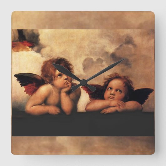 engelklok vierkante klok (Voorkant)