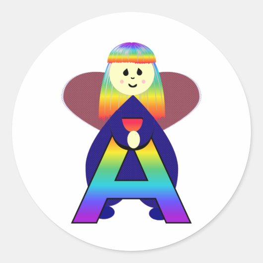 Engelletter A Ronde Sticker (Voorkant)
