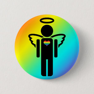 engelpictogram. ronde button 5,7 cm