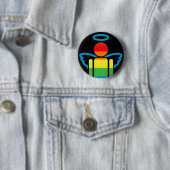 engelpictogram. ronde button 5,7 cm (In situ)
