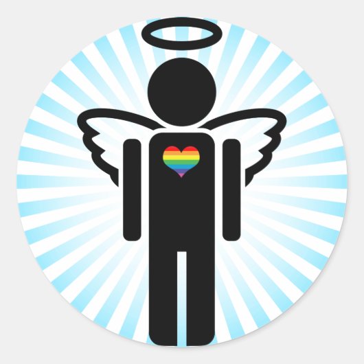 engelpictogram. ronde sticker (Voorkant)