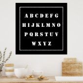 Engels Alfabet Grafiek Wit op Blackboard, School Poster (Keuken)