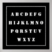 Engels Alfabet Grafiek Wit op Blackboard, School Poster (Voorkant)