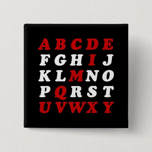 Engels alfabet vierkante button 5,1 cm (Voorkant)