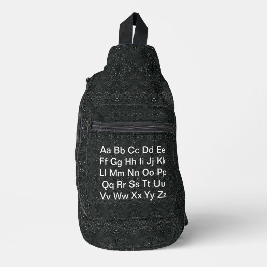 Engels alfabet zwart sling bag (Voorkant)