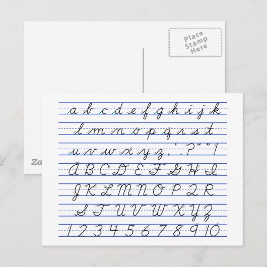 Engels alfabetdiagram in cursief handschrift briefkaart (Voorkant / Achterkant)