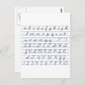 Engels alfabetdiagram in cursief handschrift briefkaart (Voorkant / Achterkant)