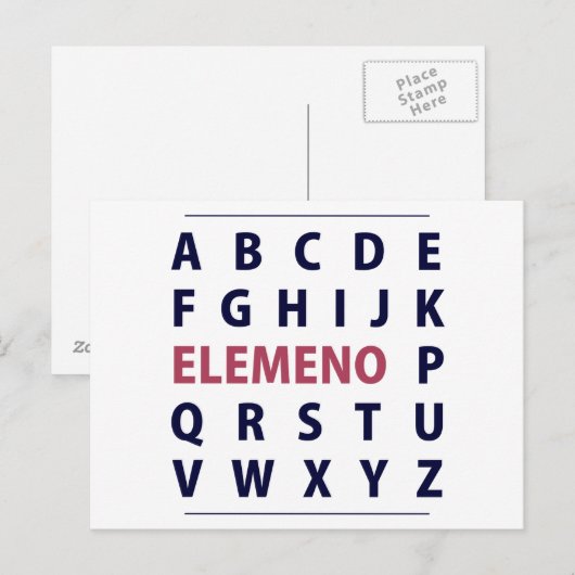 Engels Alphapbet ELEMENO Song Briefkaart (Voorkant / Achterkant)