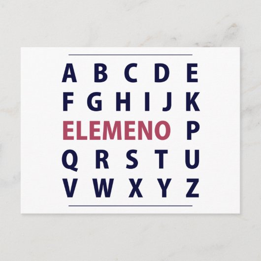 Engels Alphapbet ELEMENO Song Briefkaart (Voorkant)
