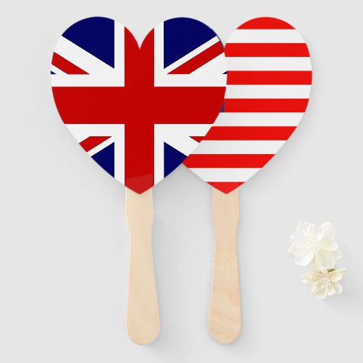 Engels Amerikaanse vlag internationale bruiloft pa Handwaaier (Voorkant en achterkant)