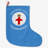 Engels Angel Chanoeka Vlag gepersonaliseerd Grote Kerstsok (Voorkant)