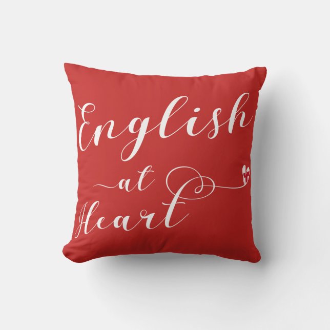 Engels at Heart Throw Cushion, Engeland Kussen (Voorkant)