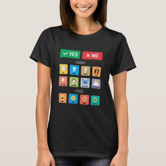 Engels Autisme AAC PECS Wijzen Communicatie 01 T-shirt (Voorkant)