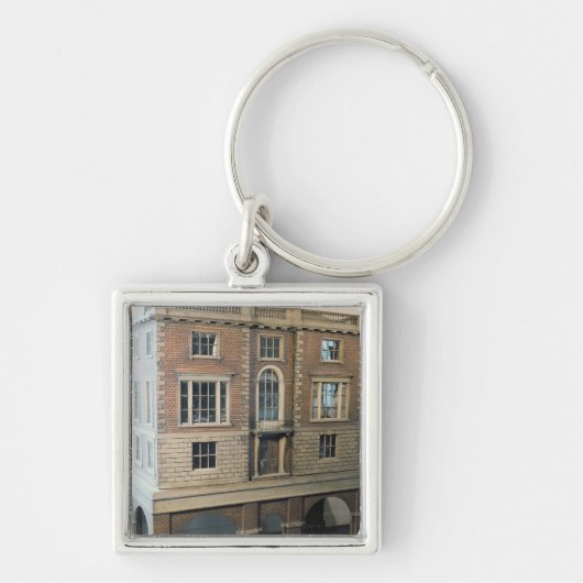 Engels balustraded doll's house with balcony sleutelhanger (Voorkant)