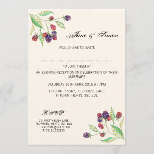 Engels Blackberries Botanical Evening Invitation Kaart