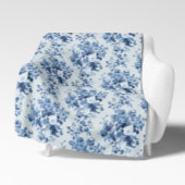 Engels Bloemen  Blauw en Wit Elegant Home Sherpa Deken