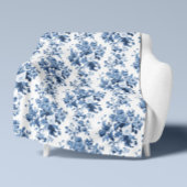 Engels Bloemen  Blauw en Wit Elegant Home Sherpa Deken