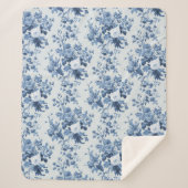 Engels Bloemen  Blauw en Wit Elegant Home Sherpa Deken (Voorkant)