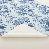 Engels Bloemen  Blauw en Wit Elegant Home Sherpa Deken (3/4)