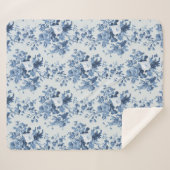 Engels Bloemen  Blauw en Wit Elegant Home Sherpa Deken (Voorkant (horizontaal))