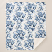 Engels Bloemen  Blauw en Wit Elegant Home Sherpa Deken (Voorkant)