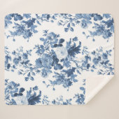 Engels Bloemen  Blauw Wit Elegant Home LG Sherpa Deken (Voorkant (horizontaal))