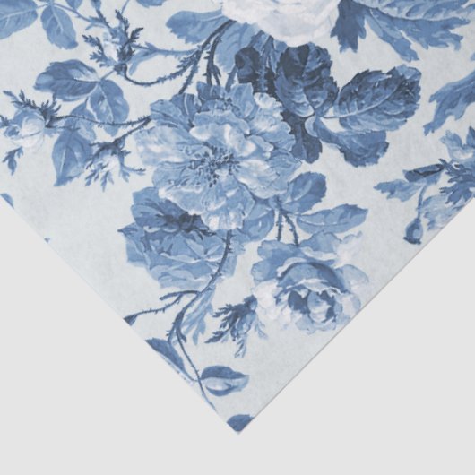 Engels Bloemen Frans Blauw en Wit LG Decoupage Tissuepapier (Detail)
