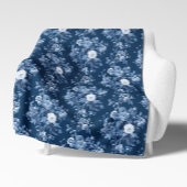 Engels Bloemen  Navy Blauw en wit Elegant Sherpa Deken