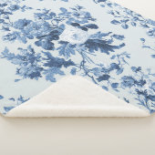  Engels Bloemenblauw Wit Elegant Home LG Sherpa Deken (3/4)