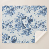  Engels Bloemenblauw Wit Elegant Home LG Sherpa Deken (Voorkant (horizontaal))