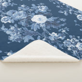  Engels Bloemenmarine Wit Elegant Home LG Sherpa Deken (3/4)